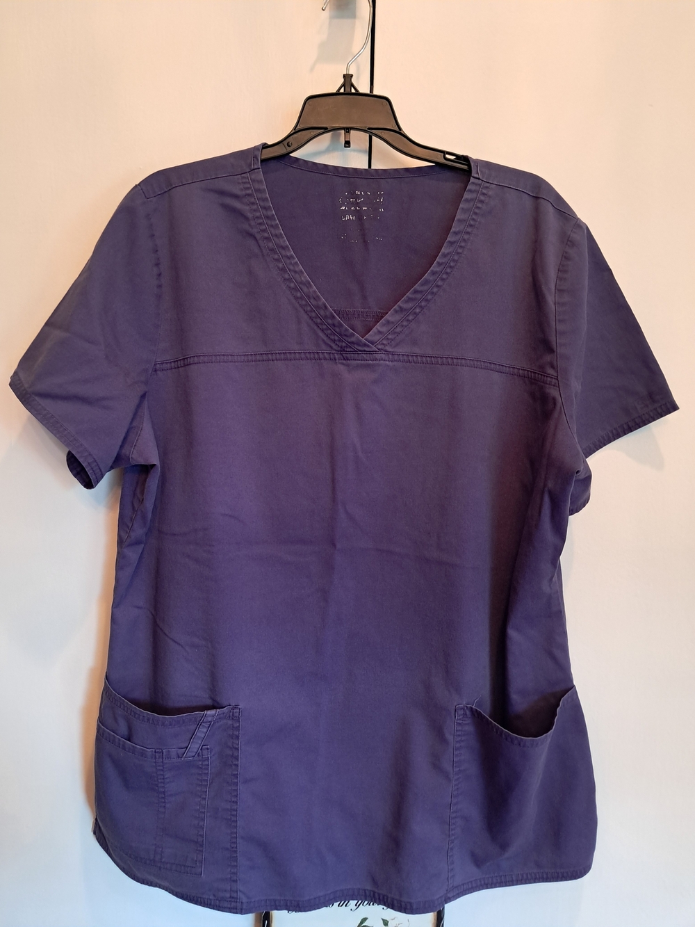 V-Neck Women’s Scrub Top in Deep Purple with Front Pockets